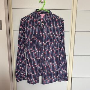 Lilly Pulitzer Navy and Red nautical Patterned Shirt